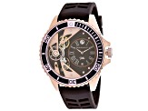 Oceanaut Men's Tide Rose Dial, Brown Rubber Strap Watch