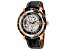 Christian Van Sant Men's Dome White Skeleton Dial, Black Bezel, Black Leather Strap Watch