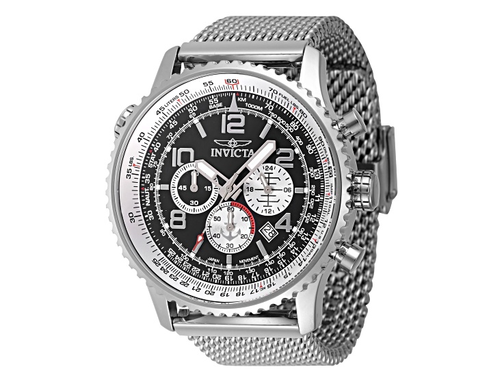 Invicta OCEAN VOYAGE 49.5mm Black Dial Stainless Steel Quartz