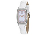 Pulsar Women's Classic Mother-Of-Pearl Dial with Crystal Accents White Leather Strap Watch