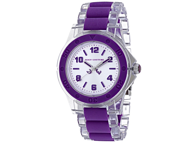 Juicy Couture Rich Girl 41mm Purple Rubber and Colorless Plastic Bracelet Quartz Watch