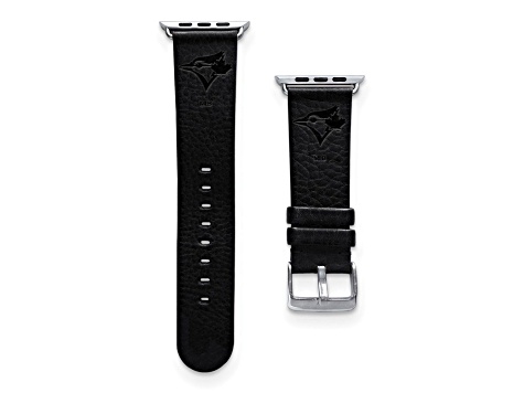 Gametime MLB Toronto Blue Jays Black Leather Apple Watch Band (38/40mm M/L). Watch not included.