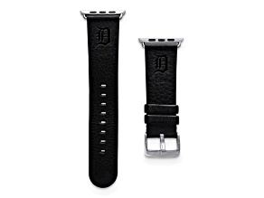 Gametime MLB Detroit Tigers Black Leather Apple Watch Band (38/40mm M/L). Watch not included.