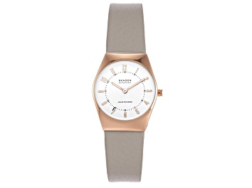 Picture of Skagen Women's Grenen Lille White Dial, Beige Leather Strap Watch