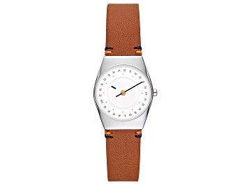 Picture of Skagen Women's Grenen Lille White Dial, Brown Leather Strap Watch