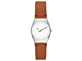 Skagen Women's Grenen Lille White Dial, Brown Leather Strap Watch