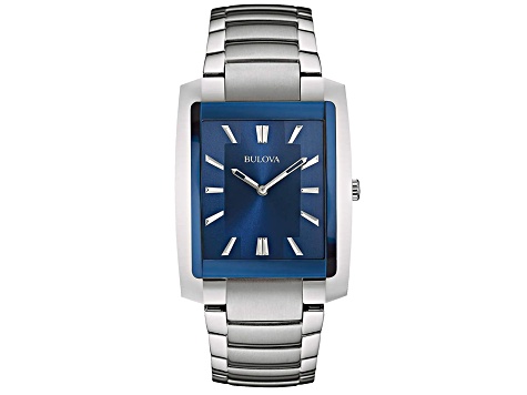 Bulova Men's Classic Blue Dial Stainless Steel Watch