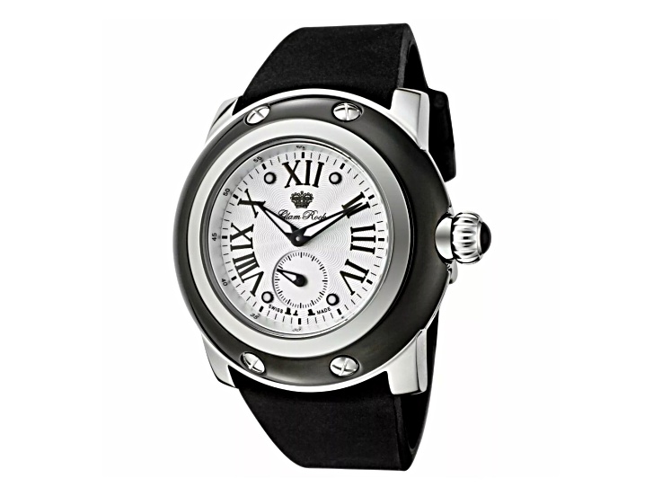 GlamRock Miami Black Unisex Silicone White Dial Stainless  display picture 1
