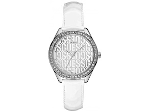 Guess Trance 36mm White Leather Strap White Dial Quartz Watch
