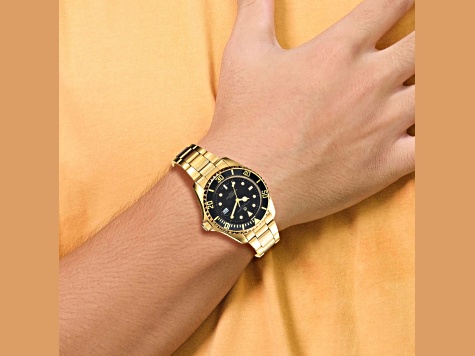 Men's Charles Hubert Gold-plated Stainless Steel Black Dial Watch