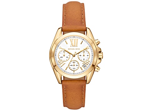 Michael Kors Women's Bradshaw Brown Leather Strap Watch