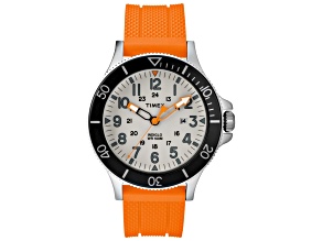 Timex Men's Allied 43mm Quartz Watch, Orange Silicone Strap