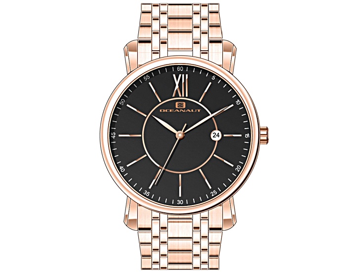Oceanaut Men's Expedition Black Dial, Rose Stainless Steel Watch