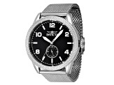 Invicta Vintage 44mm Black Dial Stainless Steel Mesh Band Quartz Watch