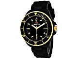 Seapro Women's Sea Bubble Black Dial with Yellow Accents Black Silicone Strap Watch