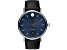 Movado Men's Museum Blue Dial, Black Leather Strap Watch