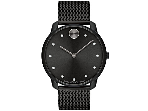 Movado Men's Bold Black Stainless Steel Mesh Band Watch