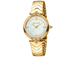 Just Cavalli Women's Animalier Luce 32mm Quartz White Dial Yellow Stainless Steel Watch