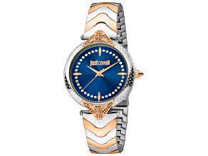 Just Cavalli Women's Animalier Luce 32mm Quartz Blue Dial Stainless Steel Watch