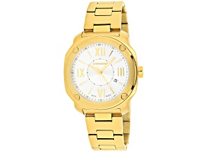 Wenger Men's Edge Romans White Dial, Yellow Stainless Steel Watch