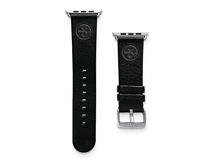 Gametime Pittsburgh Steelers Leather Band fits Apple Watch (42/44mm M/L Black). Watch not included.