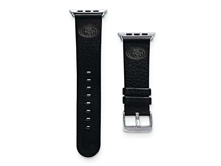 Gametime San Francisco 49ers Leather Band fits Apple Watch (42/44mm M/L Black). Watch not included.
