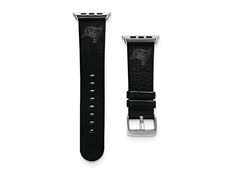 Gametime Tampa Bay Buccaneers Leather Band fits Apple Watch (42/44mm M/L Black). Watch not included.
