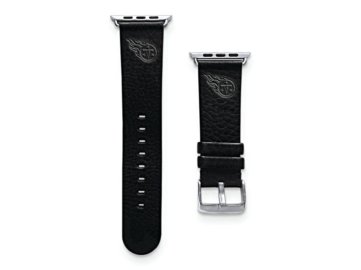 Gametime Tennessee Titans Leather Band fits Apple Watch (42/44mm M/L Black). Watch not included.