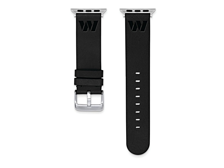 Gametime Washington Commanders Leather Apple Watch Band (42/44mm M/L Black). Watch not included.