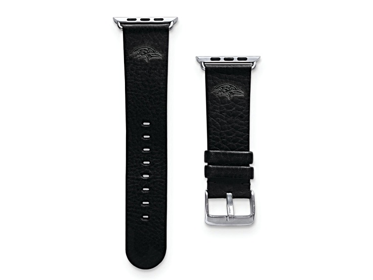 Gametime Baltimore Ravens Leather Band fits Apple Watch (42/44mm M/L Black). Watch not included.