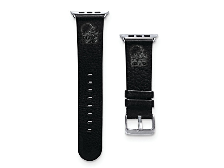 Gametime Cleveland Browns Leather Band fits Apple Watch (42/44mm M/L Black). Watch not included.