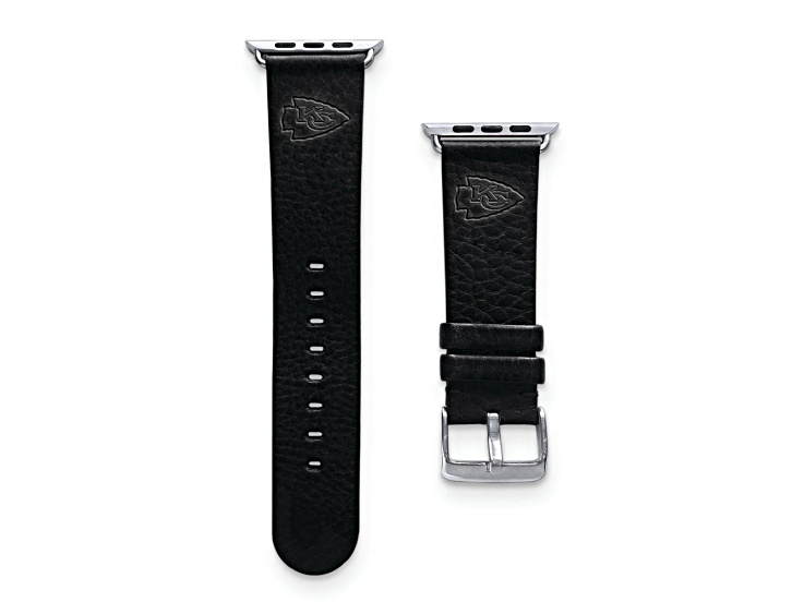 Gametime Kansas City Chiefs Leather Band fits Apple Watch (42/44mm M/L Black). Watch not included.