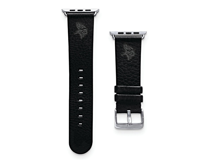 Gametime Minnesota Vikings Leather Band fits Apple Watch (42/44mm M/L Black). Watch not included.