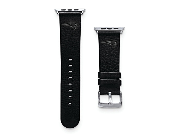 Gametime New England Patriots Leather Band fits Apple Watch (42/44mm M/L Black). Watch not included.