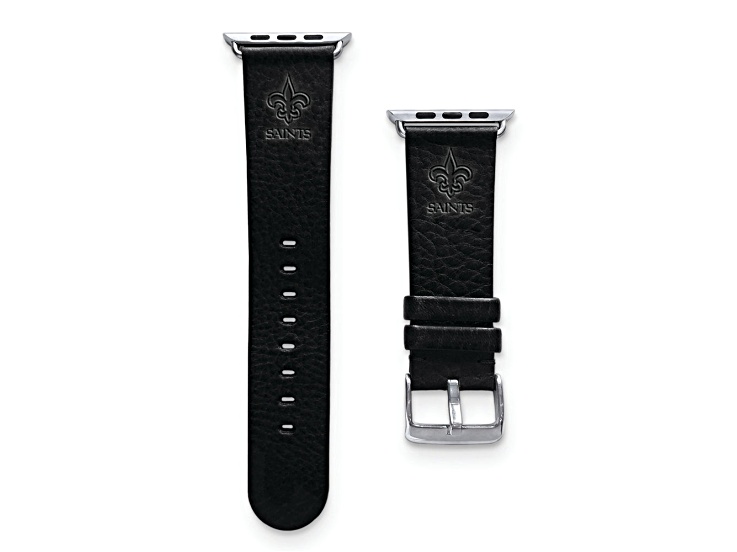 Gametime New Orleans Saints Leather Band fits Apple Watch (42/44mm M/L Black). Watch not included.