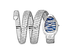 Just Cavalli Women's Signature Snake Blue Dial Stainless Steel Watch