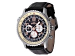Invicta OCEAN VOYAGE 49.5mm Quartz Black Leather Strap Watch