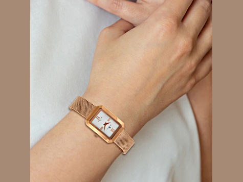 Charles Hubert Ladies Rose IP-plated Mesh Band White Dial Watch Ladies Charles Hubert Rose IP-plated Mesh Band White Dial  main image 2