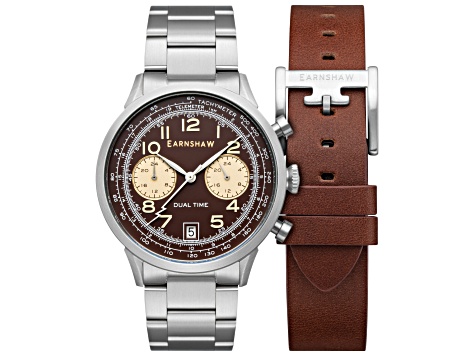 Thomas Earnshaw Men's Ampere 40mm Quartz Stainless Steel Watch, Brown Dial