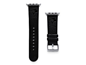 Gametime MLB Toronto Blue Jays Black Leather Apple Watch Band (42/44mm M/L). Watch not included.