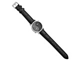 Mens Charles Hubert Leather Black/Gray 37mm Dial Dual Time Watch