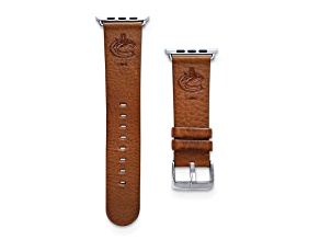 Gametime NHL Vancouver Canucks Tan Leather Apple Watch Band (42/44mm S/M). Watch not included.