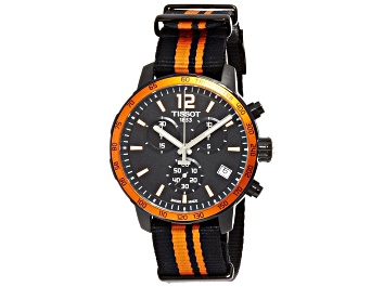 Picture of Tissot Men's Quickster Quartz Watch, Black and Orange Fabric Strap