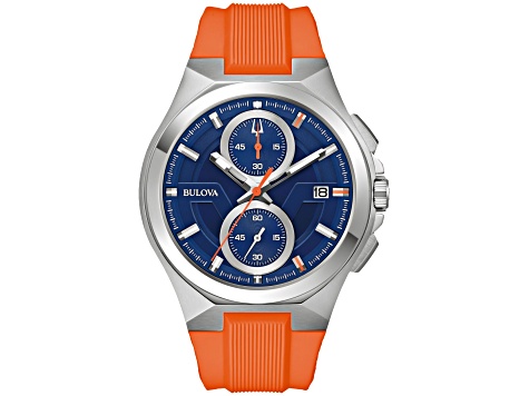 Bulova Men's Maquina Orange Rubber Strap Watch