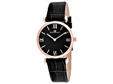 Oceanaut Women's Harmony Black Dial, Black Leather Strap Watch