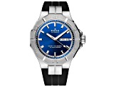 Edox Men Delfin The Original 43mm Automatic Watch with Black Rubber Strap, Blue Dial