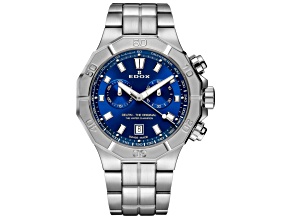 Edox Men Delfin The Original 43mm Quartz Stainless Steel Watch, Blue Dial