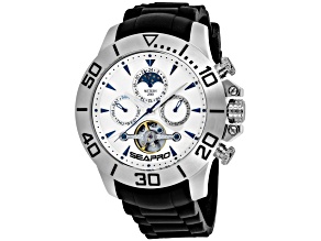Seapro Men's Montecillo White Dial, Black Silicone Watch