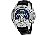 Seapro Men's Montecillo Blue and White Dial, Black Silicone Watch