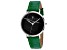 Christian Van Sant Women's Lotus Black Dial, Green Leather Strap Watch